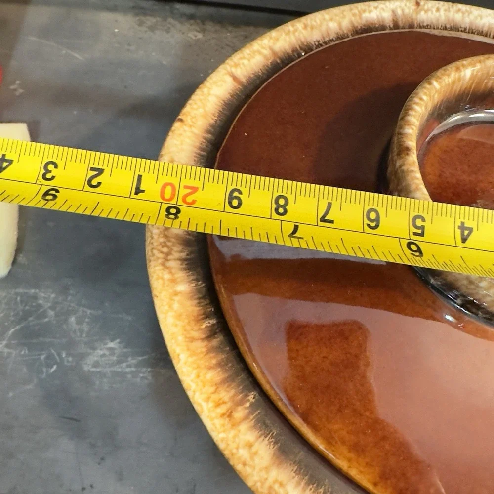 Hull‎ Oven Proof USA Glossy Brown Drip Pottery Round 4 cup 8